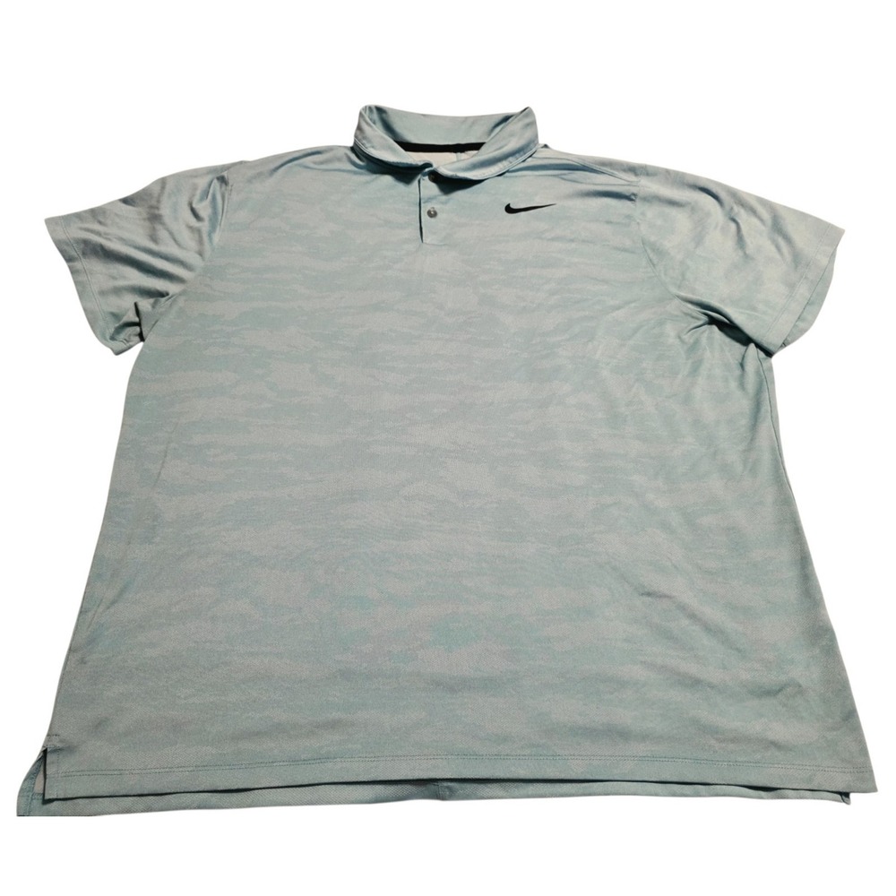 Nike Golf Dri-FIT Polo Mens XXL Light Blue Gray Tonal Camo Standard Fit Shirt